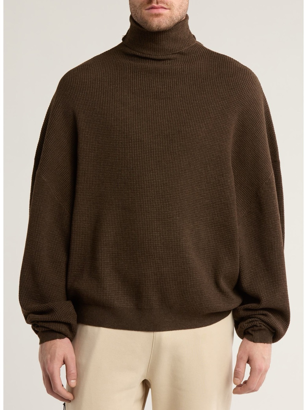 Fear Of God Essentials Waffle Knit Turtleneck Sweater Brown Large